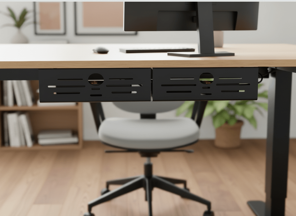 Aufgeräumter Arbeitsplatz mit KRAFTIGO Kabelkanal